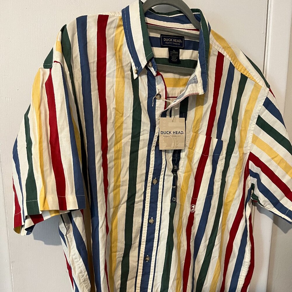NWT MENS DUCK HEAD STRIPED COTTON SHIRT SZ XL